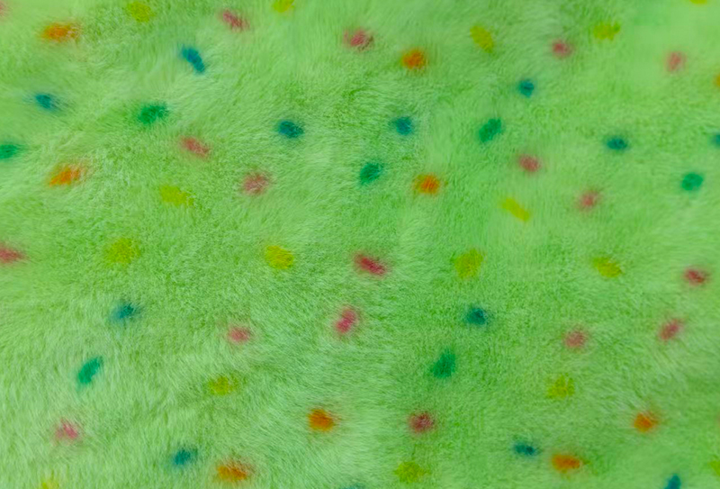 Ren polyester imitert minktrykk med fargerike prikker Ren polyester imitert minktrykk med fargerike prikker